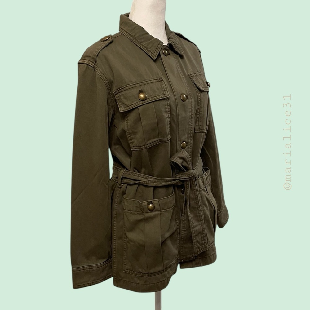 🔥Madewell Olive Green Women's Belted Jacket. Measurements in pictures. NWT - Picture 5 of 12